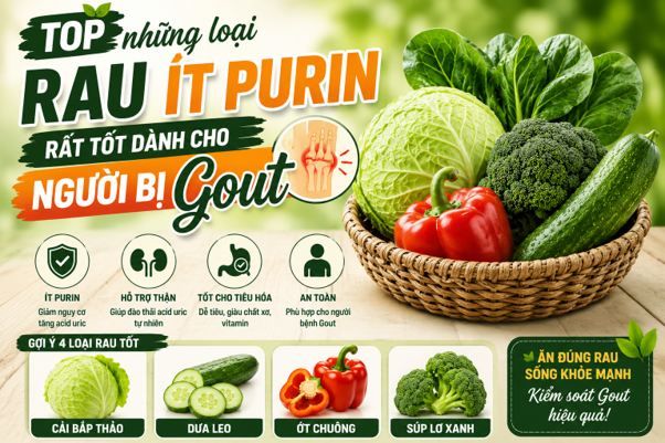 Top những loại rau ít purin rất tốt dành cho người bị bệnh Gout
