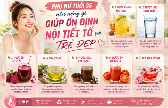 Phụ nữ tuổi 35 nên uống gì giúp ổn định nội tiết tố và trẻ đẹp