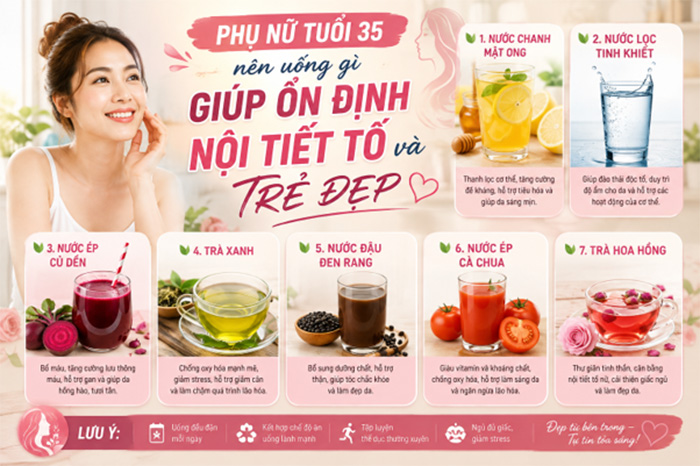 Phụ nữ tuổi 35 nên uống gì giúp ổn định nội tiết tố và trẻ đẹp